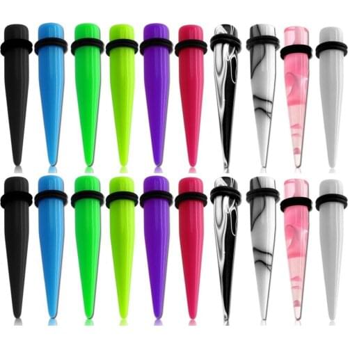 PAIR UV Acrylic Marble Ear Straight Taper Plug Gauge Earring Expander Stretchers Piercing 1.6-10mm for choose