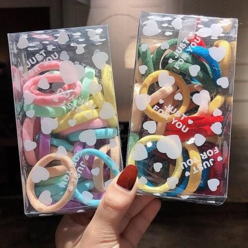 30/100pcs New Candy Hair Rope Kid Ponytail Holder Knot Rubber Band Elastic Scrunchies Tie Gum Rings Girls Party Hair Accessories
