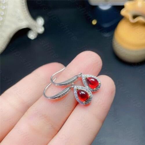 Luxury Atmosphere Natural Magnesium Aluminum Garnet Earrings 925 Silver Womens Earrings Engagement & Wedding Gift