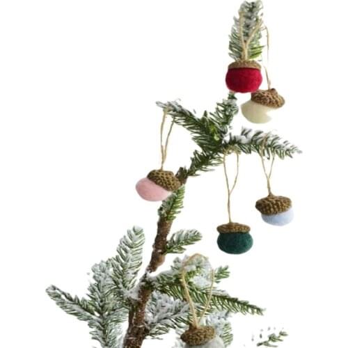 Christmas Pine Cone Doll Decor New Soft Wool Felt Tree Hanging Ornament Small Felt Gift Reusable Decorations for Xmas Party 6pcs