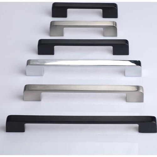 96128 160 192 224 320mm modern simple chrome stain nickel length wardrobe kitchen cabinet door handle black drawer cupboard knob