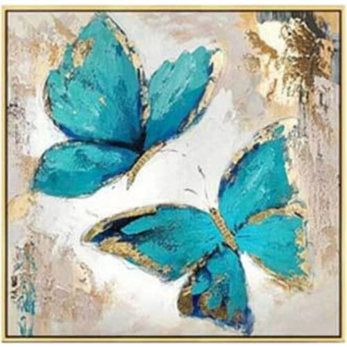 Hand Painted Abstract Art Blue Butterfly Oil Painting On Canvas Art Wall Painting For Living Room wall pictures Home Decoration