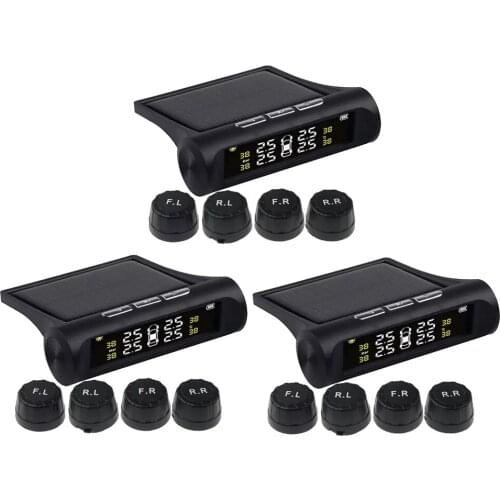 3x Car TPMS Tire Pressure Alarm Monitor System Solar Powered External Sensor