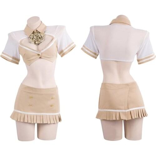 Sexy Costumes Women Student Uniform Cosplay Cute Girls Sailor Suit Hollow Out Tank Top with Miniskirt Outfit Drop Ship