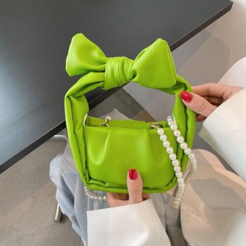 Designer Mini Women Handbags Girls Bow Shopping Tote Bag Ladies Evening Party Clutch Purse Green Fashion Shoulder Bag Sac A Main