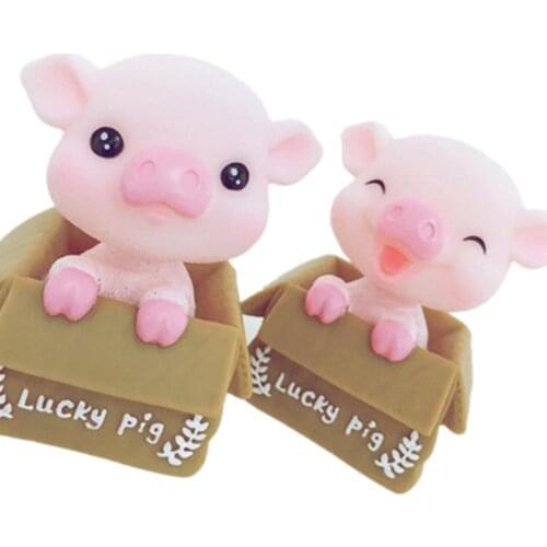 Car Decoration Car Lucky Pig Shaking Head Pig Cute Jewelry Interior Decoration Family Desk Doll Toys Car Interior Supplies