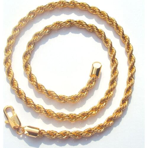 "xuping" high-quality Rope Chain 6mm 14 k Yellow Fine Solid Gold GF Thick Twisted Braided Mens Hip Hop 24" Inch Necklace