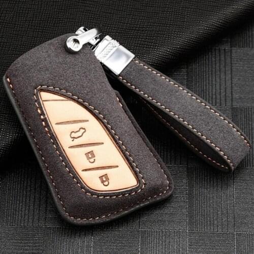 Suede Leather key fob Protect case cover skin cap set for For Lexus 2018 2019 IS ES GS LS500h NX RX LX LC RC Remote keyless