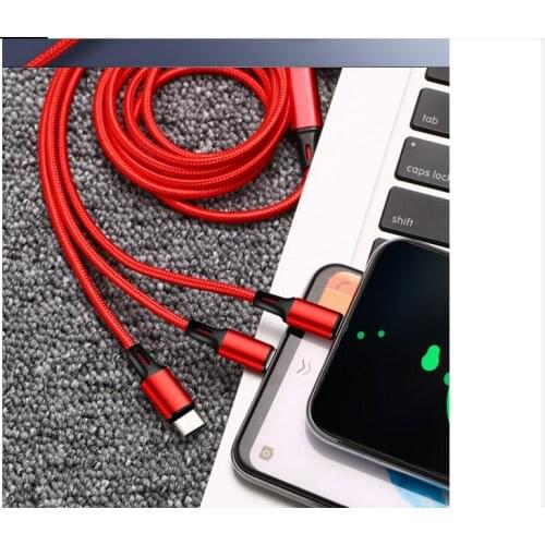 3-in-1 Phone Charger 1.2 M Retractable Data Cable for A-pple Android Type-C Fast Charging