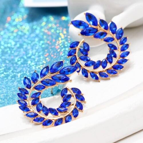 ZOSHI Crystal Stone Stud Earrings for Women Olive Branch Cubic Zircon Earings Ladies Charming Jewelry Party Boucle d'oreille