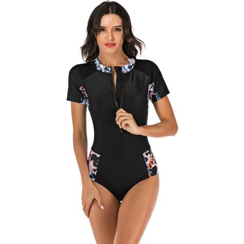 Sexy Rashguard Zipper for Women Surfing Rash Guard Swim Wimans Swimsuit 2021 Short Sleeve Swimwear Full Suit for Swimming