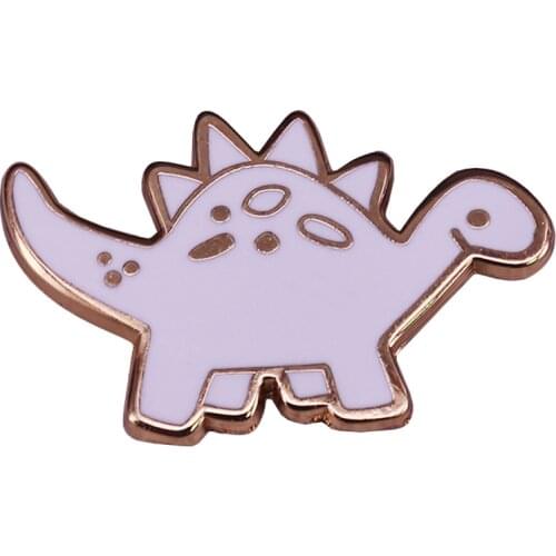 Gold and White Stegosaurus Lapel Pin Cute Shiny Decor for Dinosaur Obsessed Friends