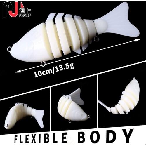 10pcs Unpainted Lure 10cm 15.6g Multi-jointed Fishing Hard Baits Swimbait for Bass Jointed Bait