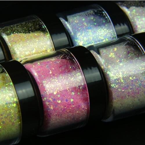 10 Bottles/Set UV Light Changing Mermaid Glitter Flakes Magic Sunlight Sensitive Chameleon Shining Chunky Nail Art Sequins H