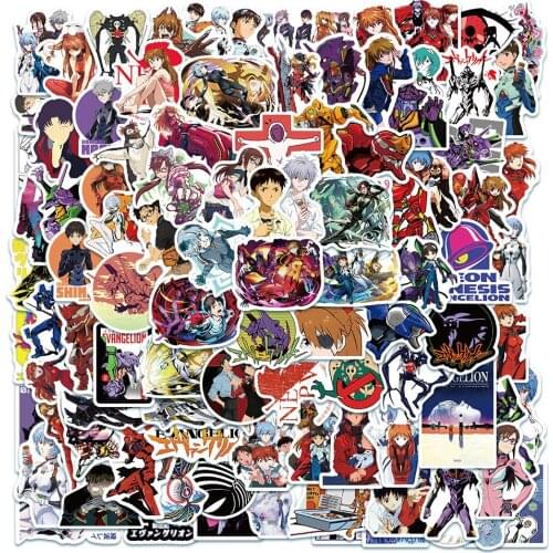 100pcs Cartoon Anime Evangelion Sticker Genesis Japanese Comic Waterproof Kids Car Suitcase Guitar Graffiti DIY Sticker Toys