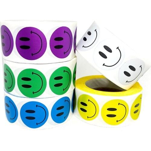 25mm Round Smiley Sticker Teacher Children Reward Label Handmade Holiday Decoration Balloon Wedding Party Baking Sealing Sticker