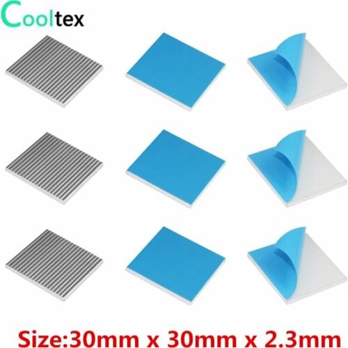 30pcs 30x30x2.3mm Aluminum Heatsink Radiator Heat sink for Electronic Chip IC MOS Raspberry pi With Thermal Conductive Tape