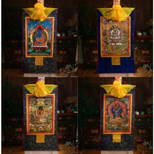 4PCS Wholesale Buddhist supplies --85 CM Large -Thang-ga Thangka Yamantaka Mitukpa Amitabha Buddha Green Tara Buddhism art
