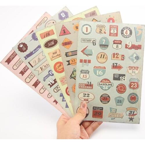 5sheets/lot Retro Labels Adhesive Stickers DIY Decoration Stickers Stationery Stickers Escolar Papelari Labels Scrapbook Paper