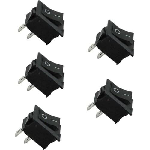 5pcs 250V 3A Mini Boat Rocker Switch SPST ON-OFF 2-Pin Black Plastic Push Button Snap-in on Off Micro Switch