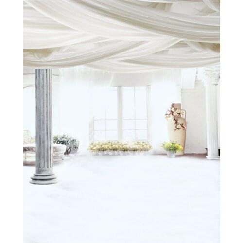 5x7ft White Room Pillar Flowers Photography Backdrops Photo Props Studio Background