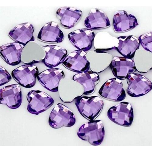 8-30MM DIY Bling Lt Purple Heart Shape Lattice Faceted Acrylic Rhinestones Flatback Acrylic Stone for Hand Craft Art Decoration