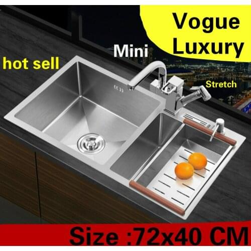 Free shipping Apartment kitchen manual sink double groove multifunction wash vegetables 304 stainless steel hot sell 720x400 MM