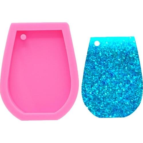 Shiny Wine Glass Shape Silicone Mold For Lock Key Chain Decorating Pendant DIY Perforated Epoxy Resin Mould Polymer Clay Crafts