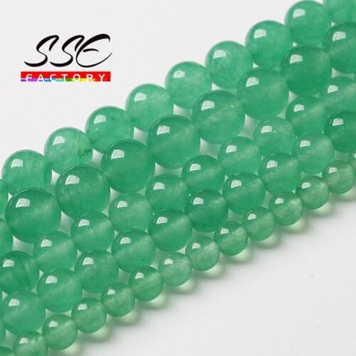 Natural Green Jades Beads For Jewelry Making Round Loose Stone Beads DIY Bracelets Accessories 4 6 8 10 12 14mm 15'' Wholesale