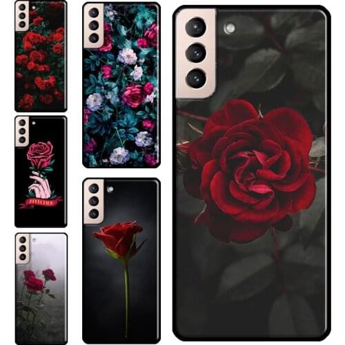 Red Rose Flower Silicone Soft Case For Samsung Galaxy S10 Plus S8 S9 S20 FE S21 Ultra Note 20 Ultra Coque