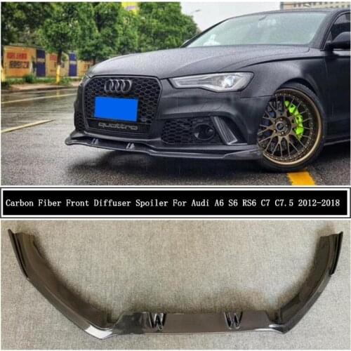 For Audi A6 S6 RS6 C7 C7.5 2012 13 14 15 16 17 2018 Carbon Fiber Front Bumper Diffuser Lip Spoiler High Quality Car Accessories