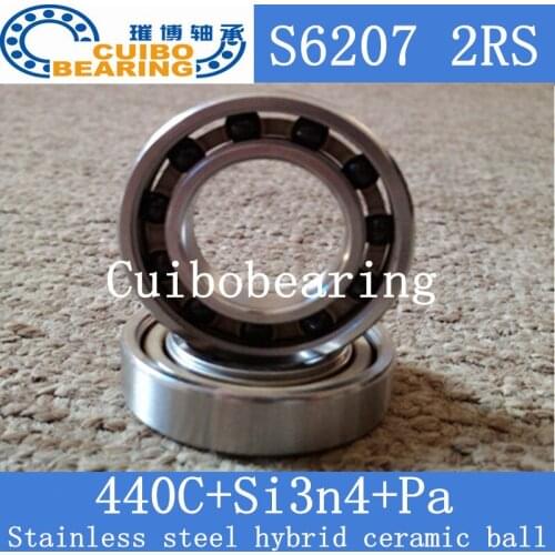 6207 2RS Size 35x72x17 Stainless Steel Ceramic Ball Hybrid Bike Bearing s6207 2rs