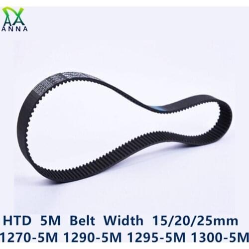 HTD 5M synchronous Timing belt C=1270/1290/1295/1300 width 15/20/25mm Teeth 254 258 259 260 HTD5M 1270-5M 1290-5M 1295-5 1300-5M