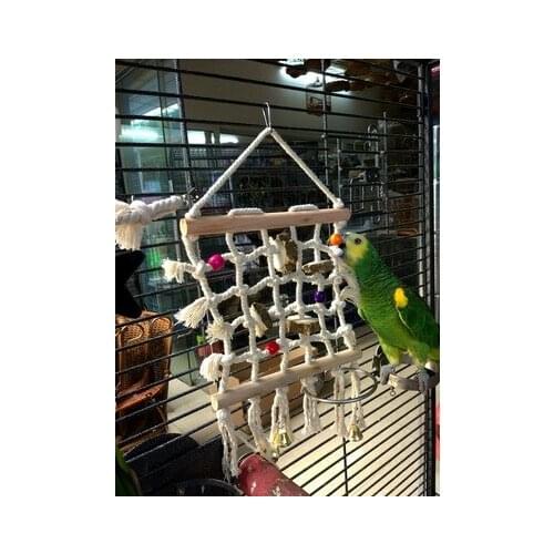Bird Parrot toys parrot bite climb Swing game hanging net natural wood toys wear cage hanging swing 25cm*25cm