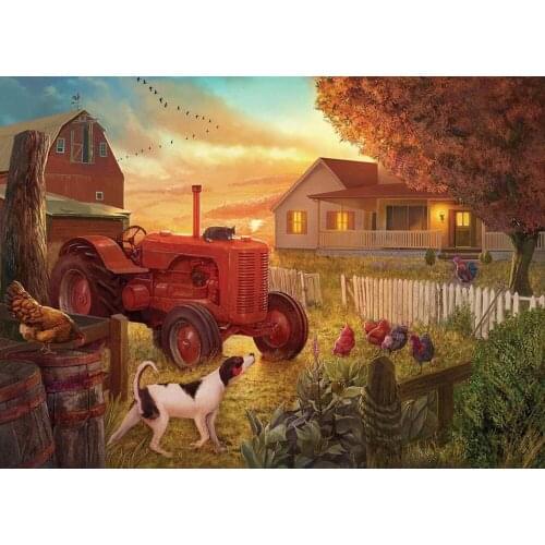 JMINE Div 5D Farm Tractor House Full Diamond Painting cross stitch kits art High Quality Scenic 3D paint by diamonds