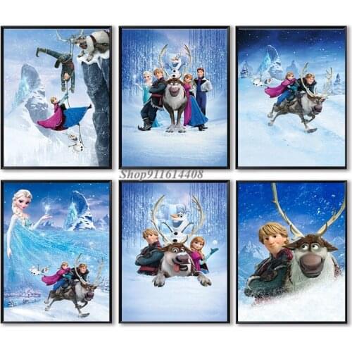 Canvas Painting Disney FROZEN Anime Moive Wall Art Mural Princess Anna Elsa Poster and Prints Home Decoration Picture Room Decor