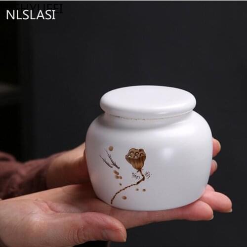 Ceramic tea caddy Small Mini Portable oolong tea storage tank travel Tea Boxes Powder Sealed Jar tea containers Spice Candy jar