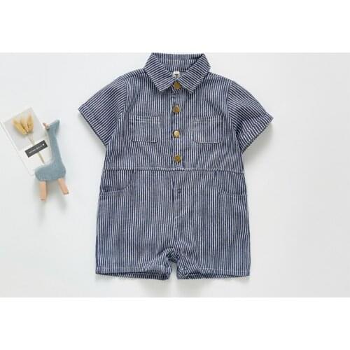 Baby Boy Romper Clothes Summer Denim Baby Clothes Newborn Gentleman Baby Romper Jumpsuit Boys Outfits Toddler Romper Playsuit