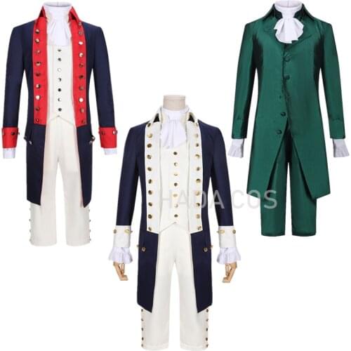 Musical Rock Opera Hamilton Alexander Hamilton Cosplay Victorian Costume Adult Men Outfits Medieval Navy Blue Trench Pants Vest