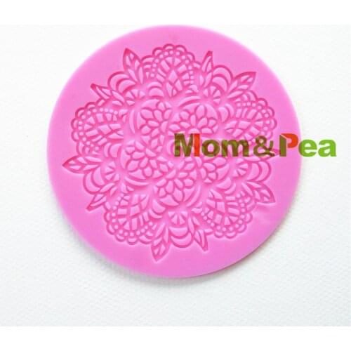 Mom&Pea GX122 Free Shipping Round Silicone Lace Mold Cake Decoration Fondant Cake 3D Mold Food Grade Silicone Mould