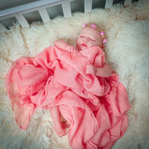 17Inch SKYA Reborn Baby Doll Girl Sleeping 43CM Realistic Newborn Baby Dolls Full Vinyl Body Lifelike Toys Gift For Kids Girls