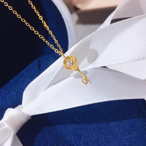 MADALENA SARARA Pure 18K Gold Pendant Chain Necklace 0.02cts South Africa Diamond Inlay Necklace