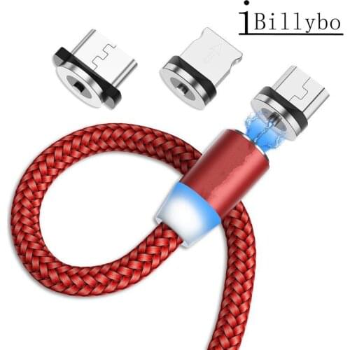 360 LED Magnetic Charging Cable USB C for Samsung galaxy A70 A50 A20E S8 Note 10 Pro Xiaomi A3 lite Mi 9 9T Redmi Note 7 8 Pro