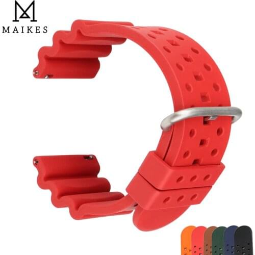 MAIKES 20mm Silicone Watch Strap Red Quick Release watch strap 22mm 24mm Replacement Watchband For Women Men