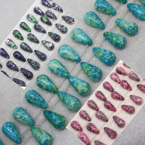 Mini. Order is $7!11x22mm Multicolor Snow Jades stones Raindrop Teardrop DIY Loose Beads 15"
