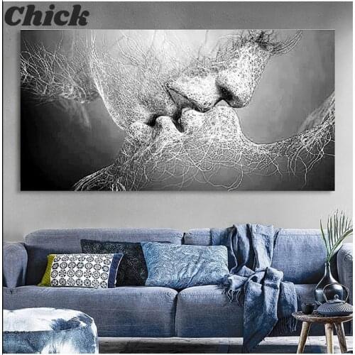 Black Love Kiss Canvas Painting Abstract Print Poster Pictures Home Bedroom Living Room Decoration Wall Art