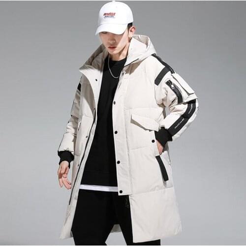 90% Padded White Duck Down New Parka Coat Thick Mid-length Mens Snow Jacket Hooded Thick Warm Windbreaker Mens Winter Jacket