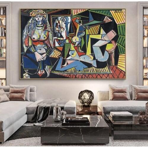 Pablo Picassos Les femmes d'Alger Canvas Paintings Reproductions Famous Artwork Canvas Art Posters And Prints Wall Art Pictures
