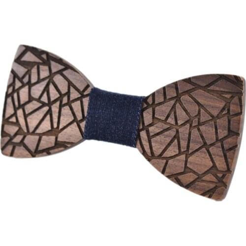 Dropshipping luxury wooden plaid mens bow tie man accessoires walnut wood greece western jewelry bowtie gifts