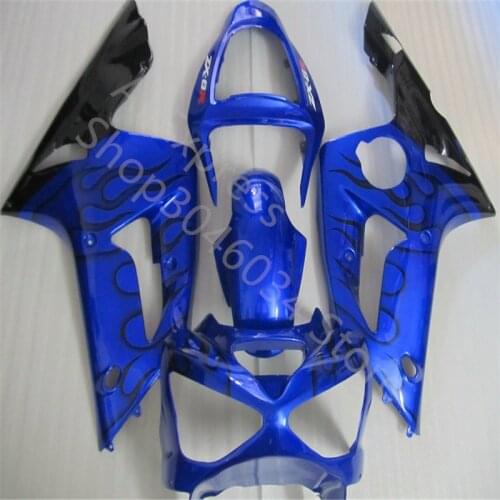 HOT SALMES For KAWASAKI ninja ZX6R 05-06 Fairing blue black ZX-6R ZX636 05 06 2005 2006 black flames Motorbike Fairing